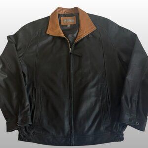 Daniel Cremieux Signature Men's Leather Jacket Large Black Bomber Full Zip Soft